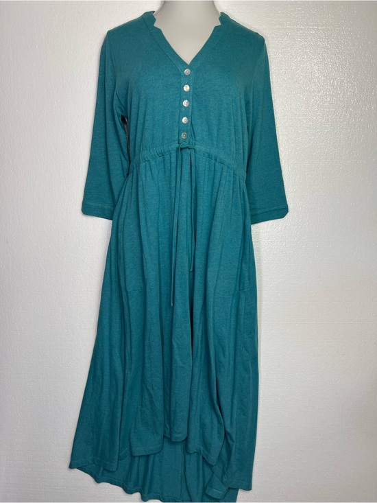 Soft Surroundings Dresses & Skirts - Soft Surroundings teal button-down hi-low midi dress size M NWT